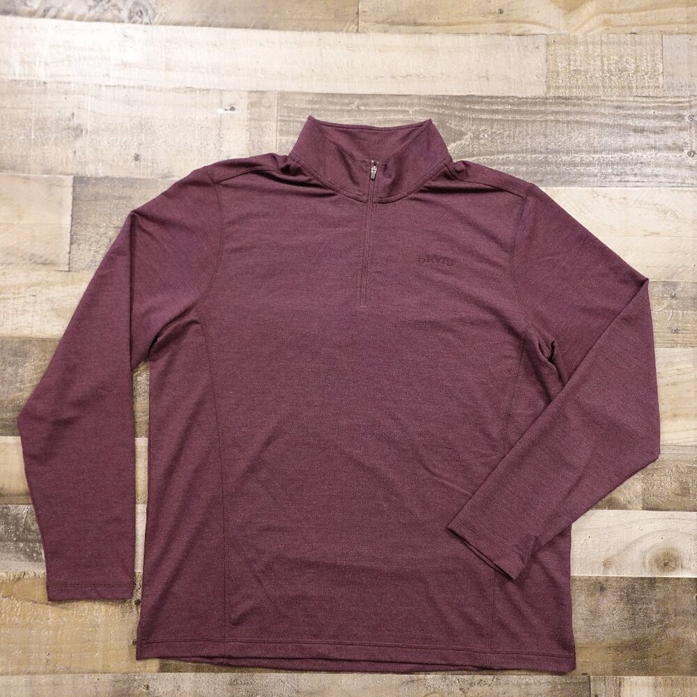 Orvis Quarter Zip Pullover Men’s XL Burgundy Performance Stretch‎